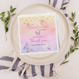 We zijn blij om u te ontmoeten vlinder Baby shower Servet