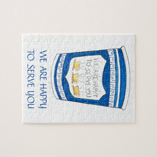 We zijn blij u de Griekse koffiebeker Puzzle te di Legpuzzel (Horizontaal)