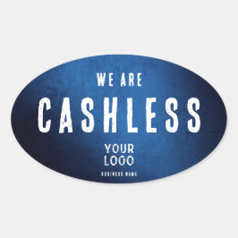 We zijn Cashless - Blauwe Grunge Gradiënt Ovale Sticker