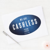 We zijn Cashless - Blauwe Grunge Gradiënt Ovale Sticker (Envelop)