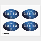 We zijn Cashless - Blauwe Grunge Gradiënt Ovale Sticker (Vel)