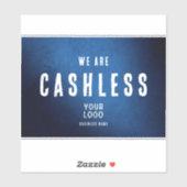 We zijn Cashless - Blauwe Grunge Gradiënt Vinyl Sticker (Vel)