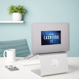 We zijn Cashless - Blauwe Grunge Gradiënt Vinyl Sticker