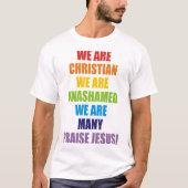 WE ZIJN CHRISTELIJK DAT WE VEEL ZIJN T-SHIRT (Voorkant)