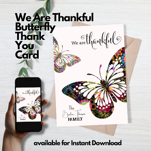 We zijn dankbaar dat Groovy Butterfly bedankt je k Kaart