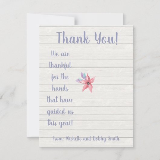 We zijn dankbaar voor het cadeau van de handsaniti kaart (Voorkant)