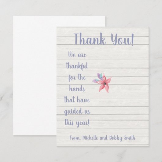 We zijn dankbaar voor het cadeau van de handsaniti kaart (Voorkant / Achterkant)