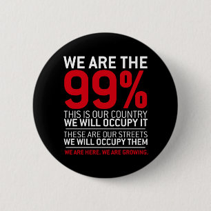 We zijn de 99% - 99% bezetten wandstraat ronde button 5,7 cm
