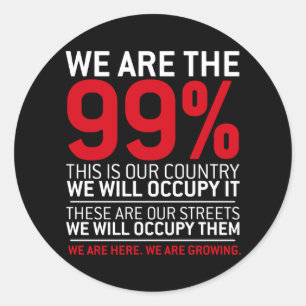 We zijn de 99% - 99% bezetten wandstraat ronde sticker