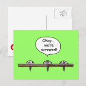 We zijn de klos! cartoon -Drie schroeven Briefkaart (Voorkant / Achterkant)
