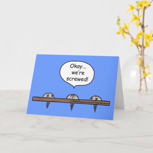 We zijn de klos! cartoon -Drie schroeven Kaart (Gele Bloem)