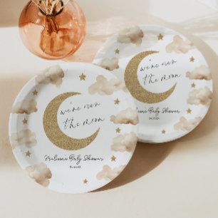 We zijn dolblij Boho Celestial Baby Shower Papieren Bordje