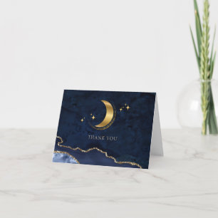 We zijn dolblij Gouden sterren Blauwe baby shower Bedankkaart