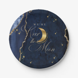 We zijn dolblij Gouden sterren Blauwe baby shower Papieren Bordje