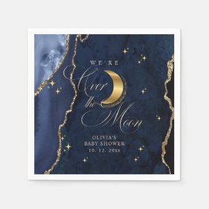 We zijn dolblij Gouden sterren Blauwe baby shower Servet
