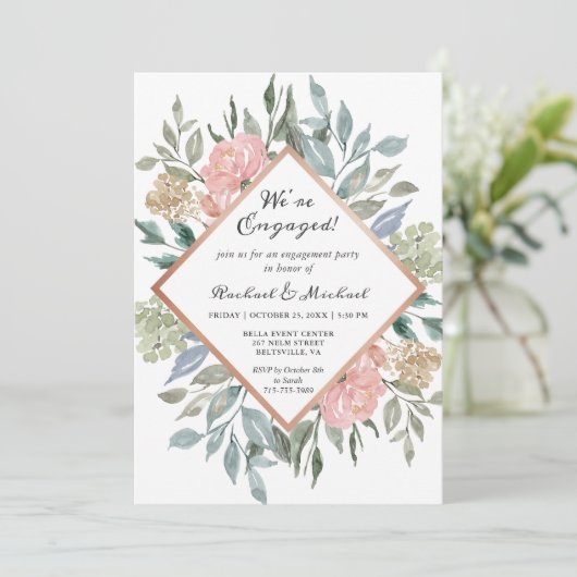 We zijn een Bonde Rustic Floral Lijst Engagement P Kaart (Staand voorkant)