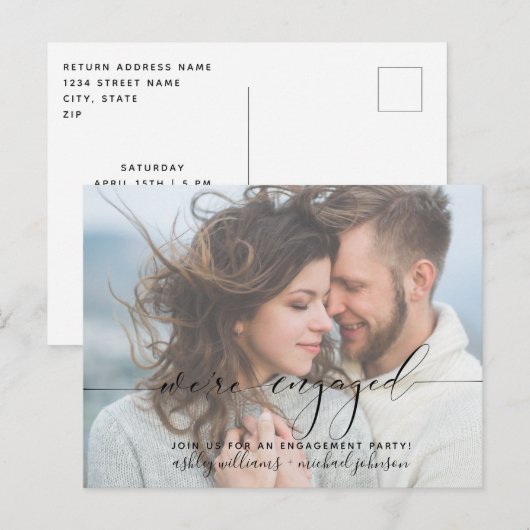 We zijn een 'Engaged Modern Foto Engagement Party' Briefkaart (Voorkant / Achterkant)