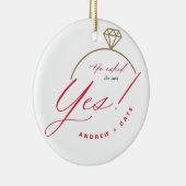 We zijn een foto met kerstcadeautjes. keramisch ornament (Rechts)