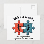 We zijn een match: Perfecte puzzelstukliefde Briefkaart (Voorkant / Achterkant)