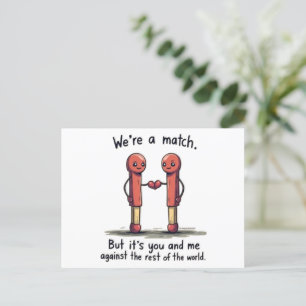 We zijn een match: Schattige Lucifer-liefdesgrapje Briefkaart