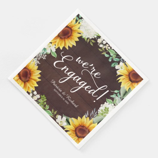 We zijn een Rustic Sunflower Engagement Party Servet (Hoek)