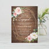 We zijn een Rustic Wood Blush Floral Verloving Aankondiging (Staand voorkant)