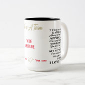 We zijn een team, bruiloft Jubileum Gift, bruiloft Tweekleurige Koffiemok (Voorkant rechts)