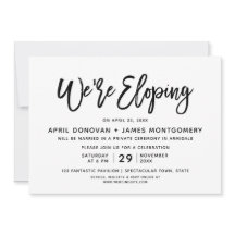 We zijn Eloping Borstel Typography Trouw Uitnodigi