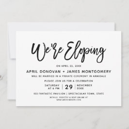 We zijn Eloping Borstel Typography Trouw Uitnodigi Kaart