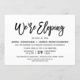 We zijn Eloping Borstel Typography Trouw Uitnodigi Kaart