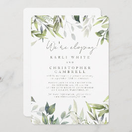 We zijn Eloping Silver Greenery Herfst Receptie Kaart