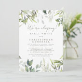 We zijn Eloping Silver Greenery Herfst Receptie Kaart (Staand voorkant)