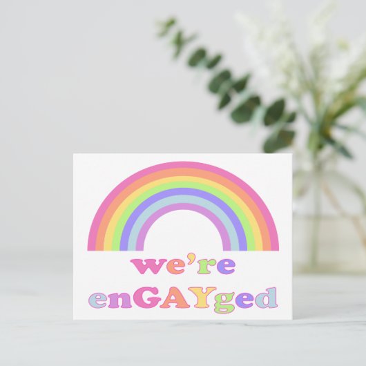 We zijn enGAYged - LGBT / Gay Pride Rainbow Briefkaart (Staand voorkant)