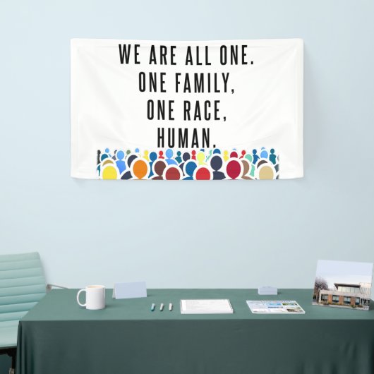 We zijn er allemaal één. spandoek (Beurs)