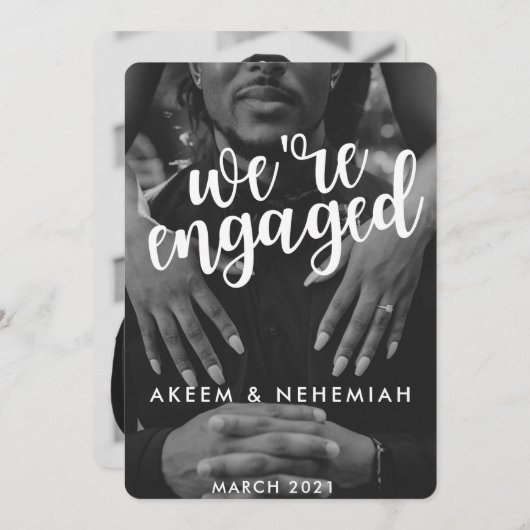 We zijn erbij betrokken|Modern Two Photos Elegant Aankondiging (Voorkant / Achterkant)