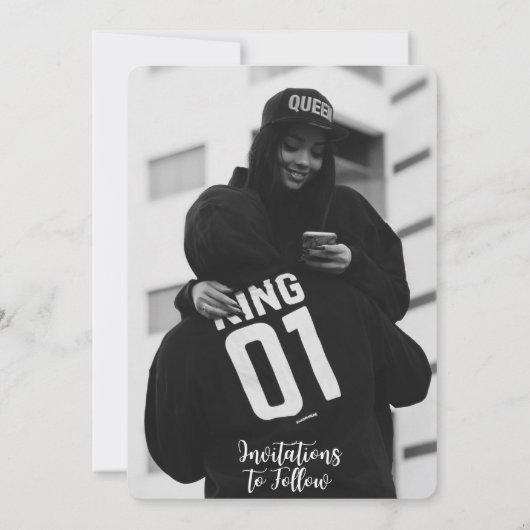 We zijn erbij betrokken|Modern Two Photos Elegant Aankondiging (Achterkant)