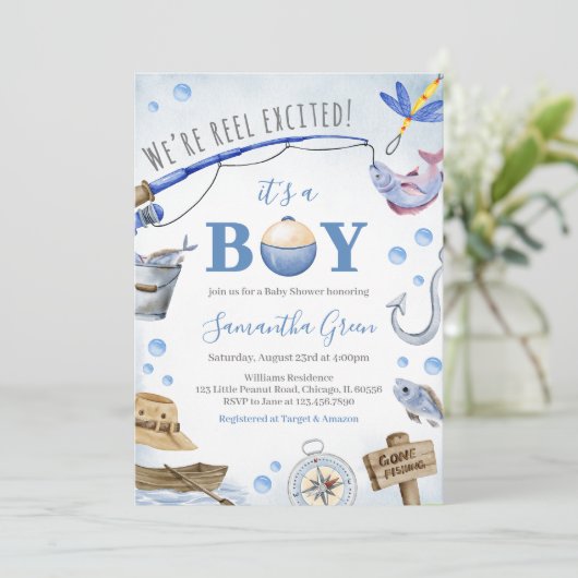 We zijn erg opgewonden Het is een Boy Baby shower Kaart (Staand voorkant)