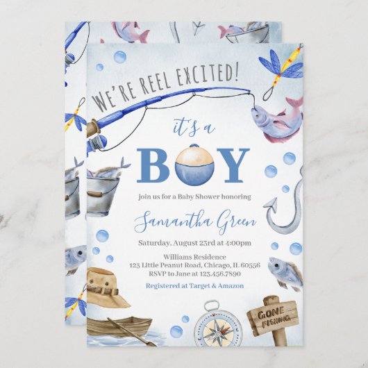 We zijn erg opgewonden Het is een Boy Baby shower Kaart (Voorkant / Achterkant)