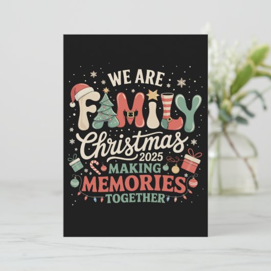 We zijn familie die samen kerstherinneringen maken feestdagenkaart (Staand voorkant)