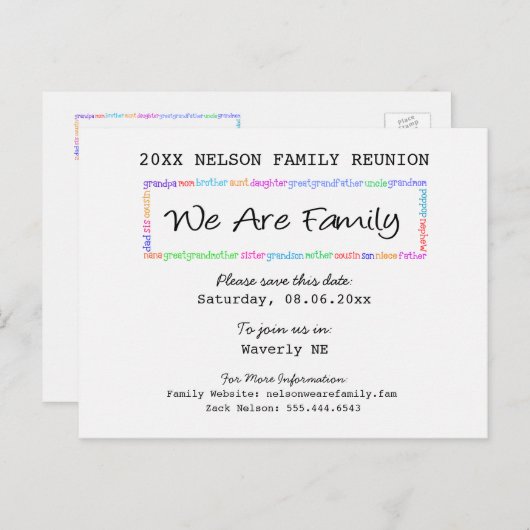 We zijn familie reünie of feest save the date aankondigingskaart (Voorkant / Achterkant)