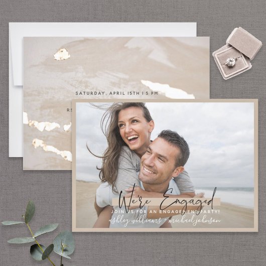 We zijn gebundeld kalligrafie Blush Gold Verloving Kaart