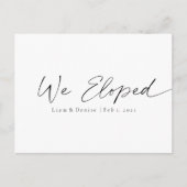 We zijn geëlimineerd elegante script huwelijk aank briefkaart (Voorkant)