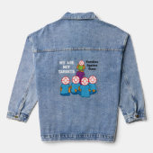 We zijn geen doelwitten: anti-schietcampagne denim jacket (Achterkant)
