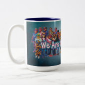 we zijn geen sombere bende mok 26c-blauw (Links)