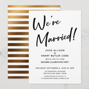 We zijn gehuwd met moderne bruiloft-receptie Gold  Kaart
