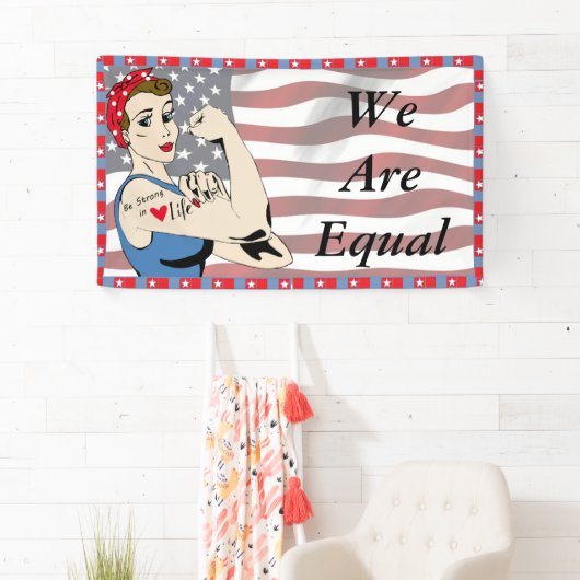 We zijn gelijk, vrouwengelijkheidsbarrier spandoek (Insitu)
