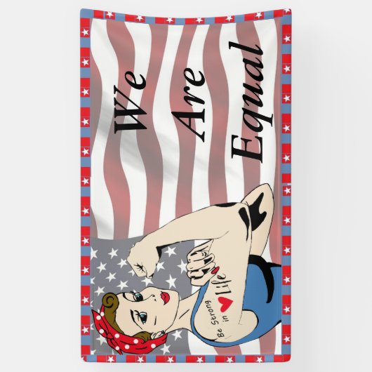 We zijn gelijk, vrouwengelijkheidsbarrier spandoek (Verticaal)