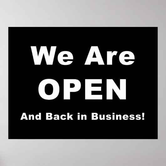 We zijn geopend en weer in bedrijf poster (Voorkant)