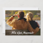 We zijn getrouwd. Aangepaste foto voor postbruilof Kaart (Voorkant)