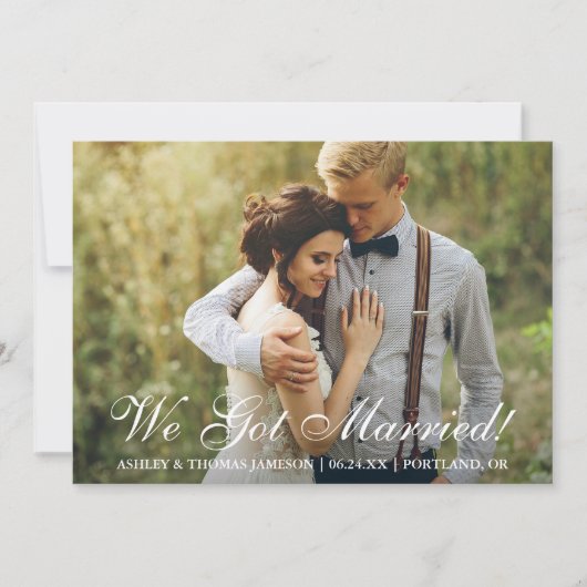 We zijn getrouwd. Aankondiging van de elopement (Voorkant)